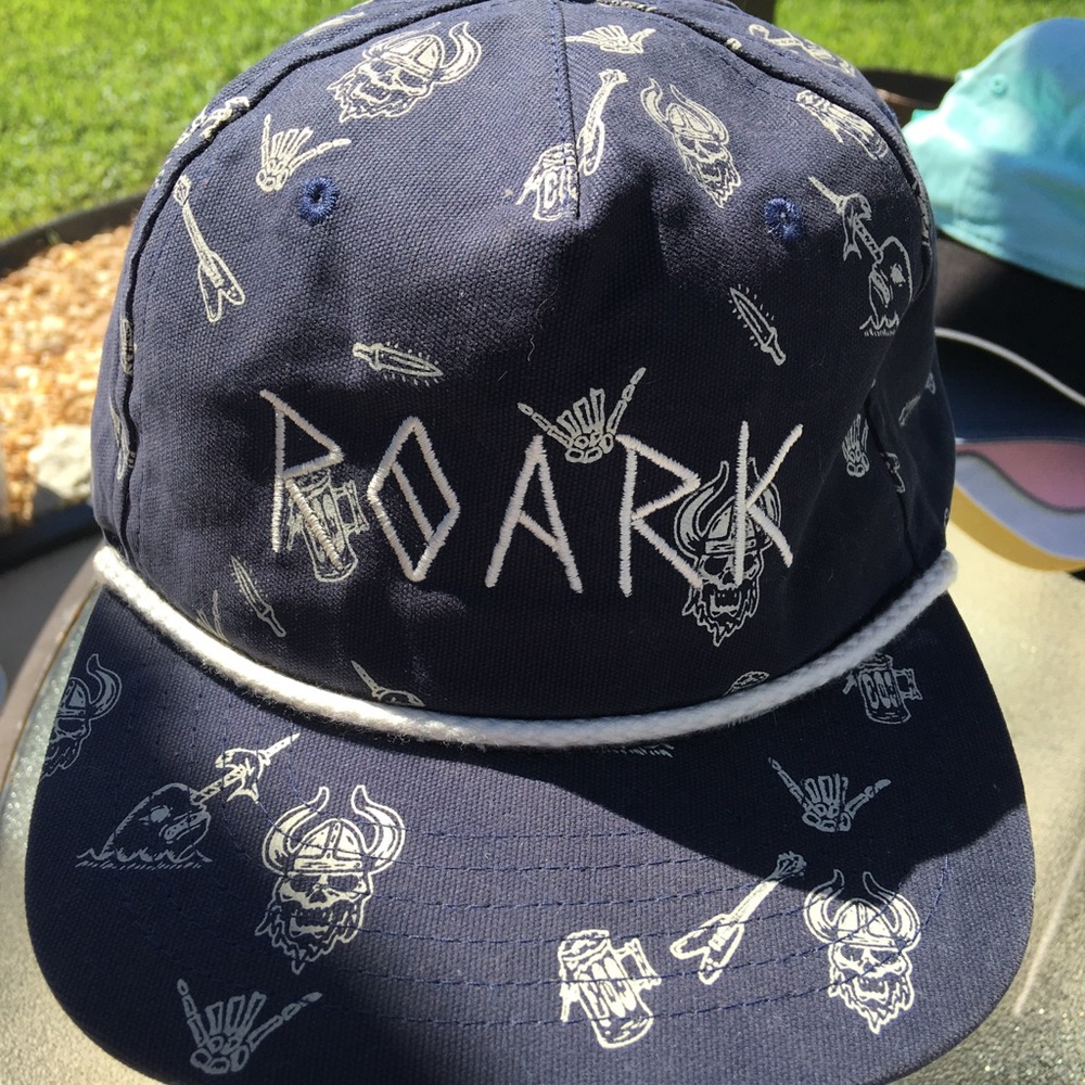 Roark Revival Company Blue White Cap Graphic Design Snapback